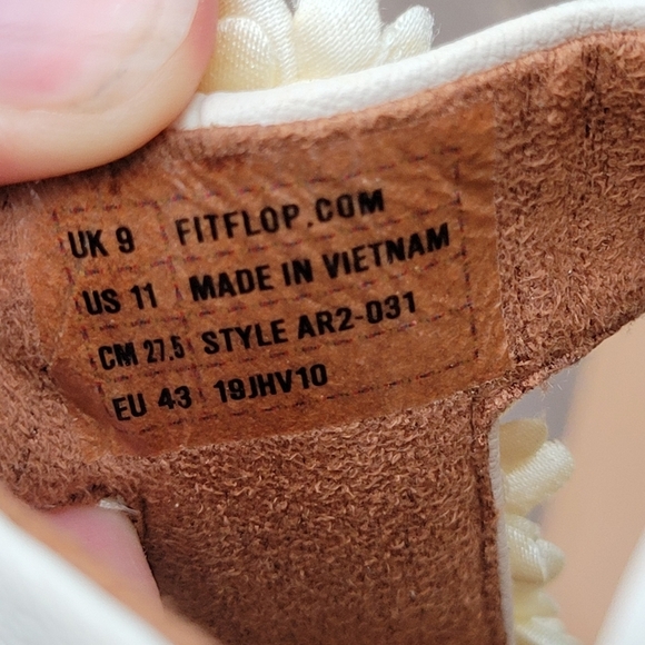 Fitflop Verna Cream Faux Leather Satin Floral Pearls Summer Wedge Sandals 11 - Picture 7 of 8